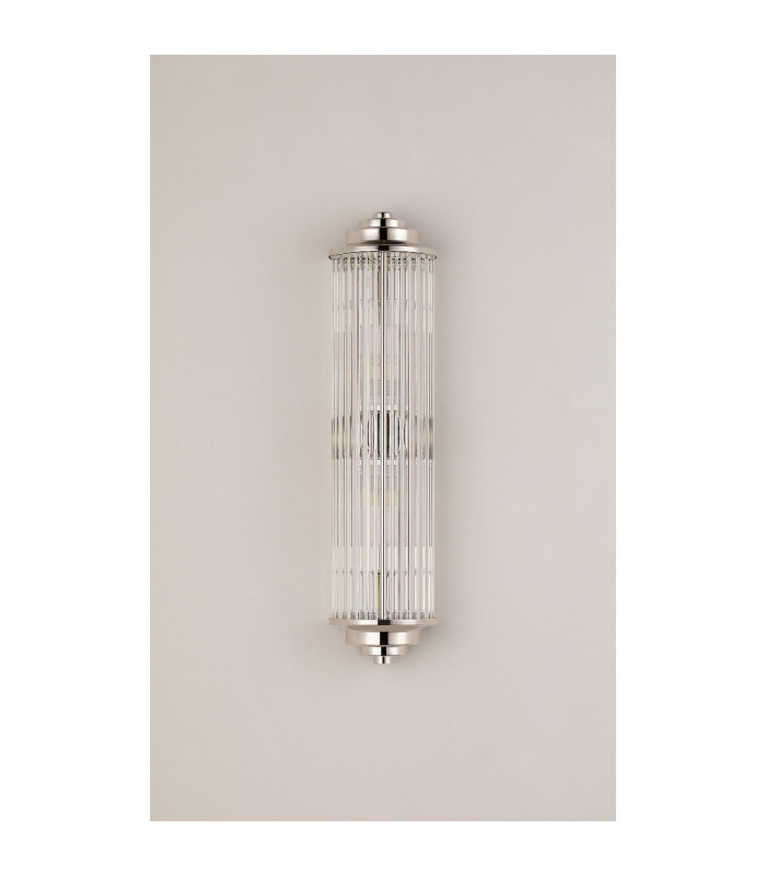 Fairport 2 Light Glass Rod Wall G9 IP44 Polished Nickel/Clear Glass Rods-10