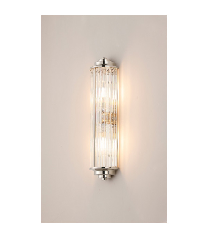 Fairport 2 Light Glass Rod Wall G9 IP44 Polished Nickel/Clear Glass Rods-11