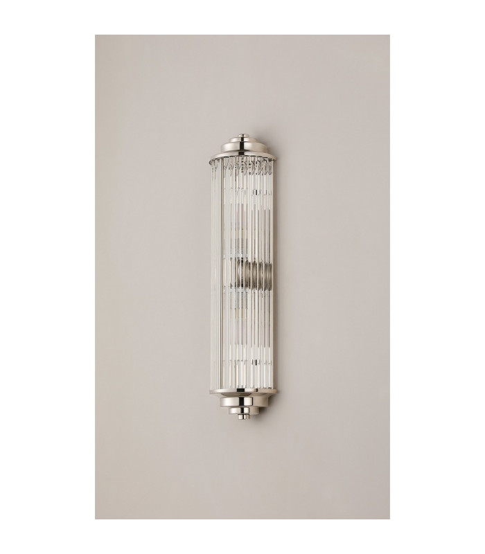 Fairport 2 Light Glass Rod Wall G9 IP44 Polished Nickel/Clear Glass Rods-12