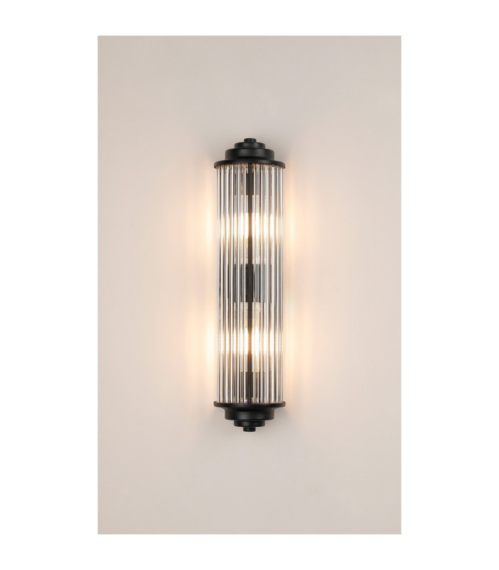 Fairport 2 Light Glass Rod Wall G9 IP44 Satin Black/Clear Glass Rods-3
