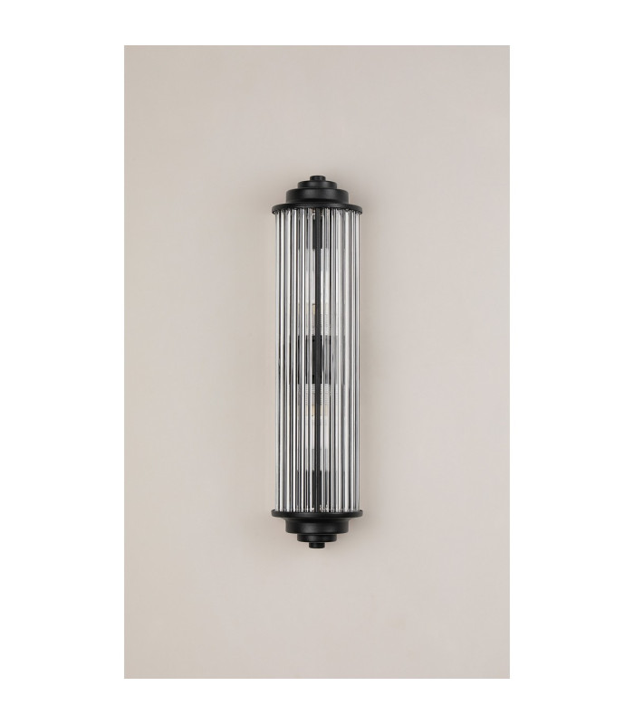 Fairport 2 Light Glass Rod Wall G9 IP44 Satin Black/Clear Glass Rods-11