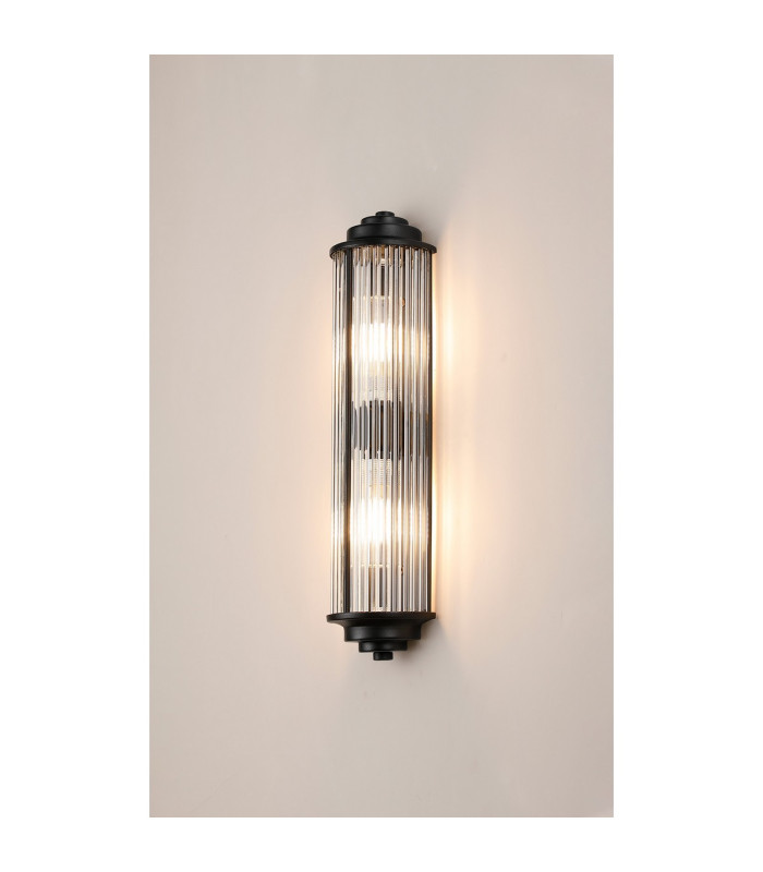 Fairport 2 Light Glass Rod Wall G9 IP44 Satin Black/Clear Glass Rods-12