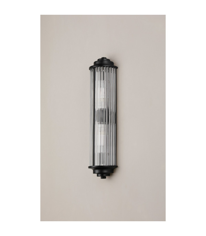 Fairport 2 Light Glass Rod Wall G9 IP44 Satin Black/Clear Glass Rods-13