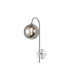 Tivoli Curved Arm Wall Light 1 Light G9 IP44 Polished Chrome/Smoke Smooth Round Glass-1