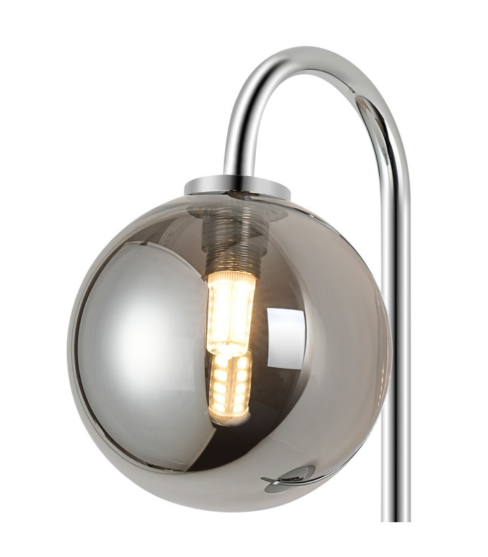 Tivoli Curved Arm Wall Light 1 Light G9 IP44 Polished Chrome/Smoke Smooth Round Glass-5