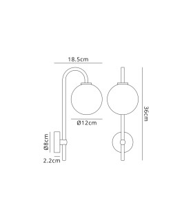 Tivoli Curved Arm Wall Light 1 Light G9 IP44 Satin Black/Opal Smooth Round Glass-2