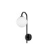 Tivoli Curved Arm Wall Light 1 Light G9 IP44 Satin Black/Opal Smooth Round Glass-4