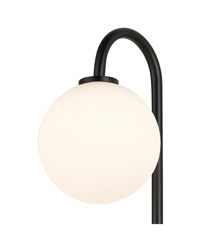 Tivoli Curved Arm Wall Light 1 Light G9 IP44 Satin Black/Opal Smooth Round Glass-5