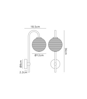 Tivoli Curved Arm Wall Light 1 Light G9 IP44 Brass Gold/Clear Ribbed Round Glass-2