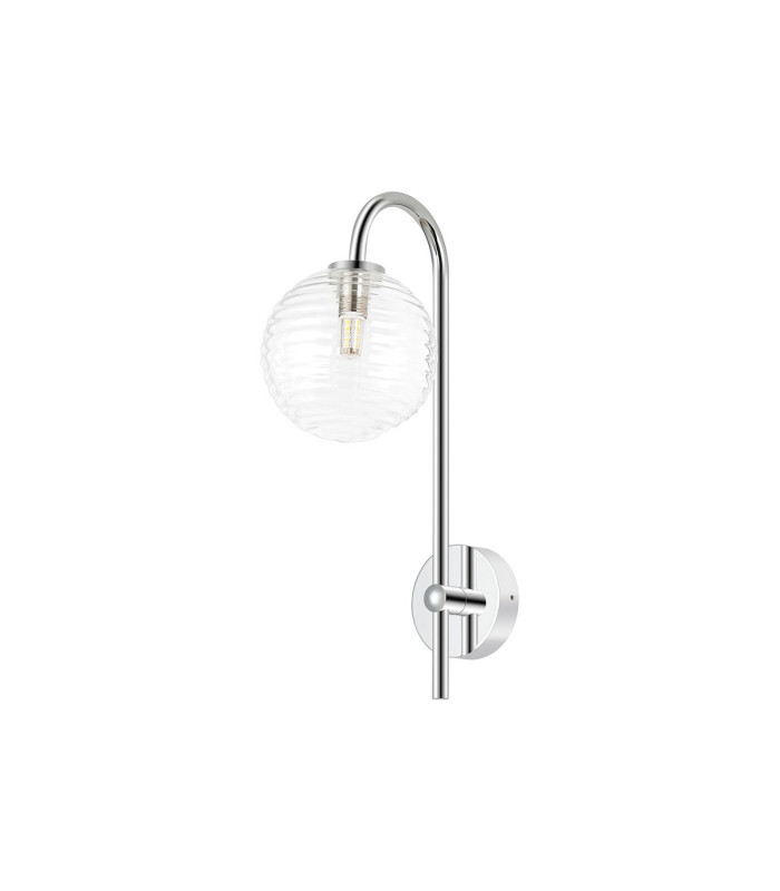 Tivoli Curved Arm Wall Light 1 Light G9 IP44 Polished Chrome/Clear Ribbed Round Glass-4