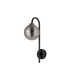 Tivoli Curved Arm Wall Light 1 Light G9 IP44 Satin Black/Smoke Ribbed Round Glass-4