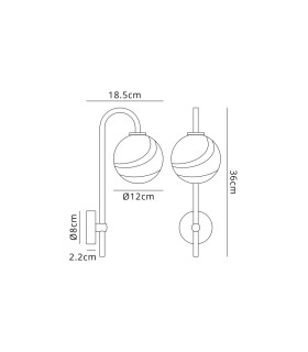 Tivoli Curved Arm Wall Light 1 Light G9 IP44 Satin Black/Grey Round Marble Effect Glass-2