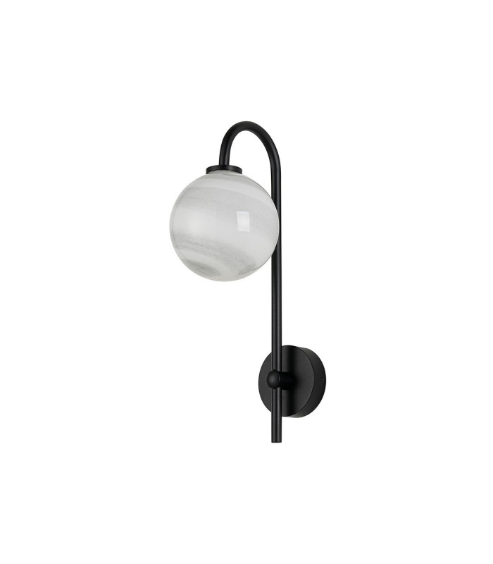 Tivoli Curved Arm Wall Light 1 Light G9 IP44 Satin Black/Grey Round Marble Effect Glass-4