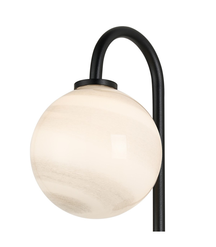 Tivoli Curved Arm Wall Light 1 Light G9 IP44 Satin Black/Grey Round Marble Effect Glass-5