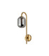 Tivoli Curved Arm Wall Light 1 Light G9 IP44 Brass Gold/Smoke Smooth Tubular Glass-4