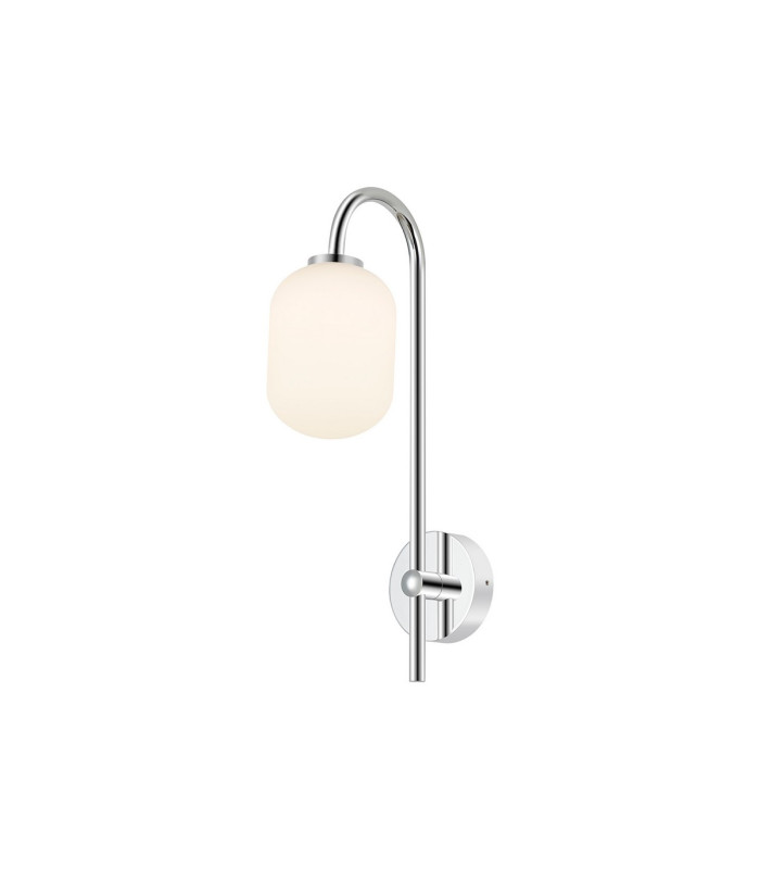 Tivoli Curved Arm Wall Light 1 Light G9 IP44 Polished Chrome/Opal Smooth Tubular Glass-1