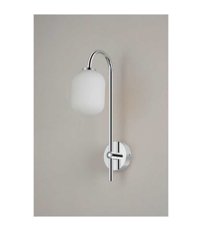 Tivoli Curved Arm Wall Light 1 Light G9 IP44 Polished Chrome/Opal Smooth Tubular Glass-7