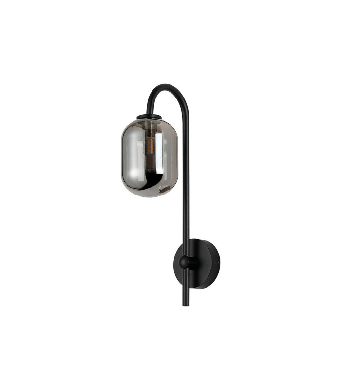 Tivoli Curved Arm Wall Light 1 Light G9 IP44 Satin Black/Smoke Smooth Tubular Glass-4