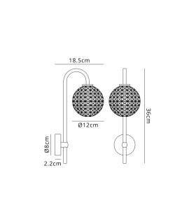 Tivoli Curved Arm Wall Light 1 Light G9 IP44 Brass Gold/Clear Cross Pattern Round Glass-2