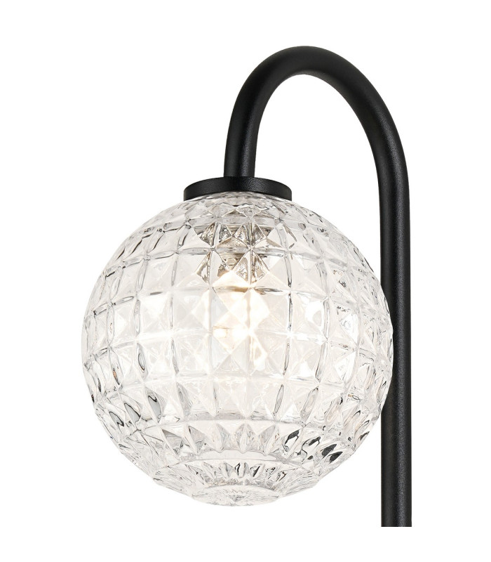 Tivoli Curved Arm Wall Light 1 Light G9 IP44 Satin Black/Clear Cross Pattern Round Glass-5