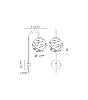Tivoli Curved Arm Wall Light 1 Light G9 IP44 Brass Gold/Clear Dune Effect Round Glass-2