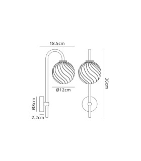 Tivoli Curved Arm Wall Light 1 Light G9 IP44 Brass Gold/Clear Swirl Round Glass-2