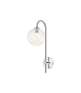 Tivoli Curved Arm Wall Light 1 Light G9 IP44 Polished Chrome/Clear Swirl Round Glass-1