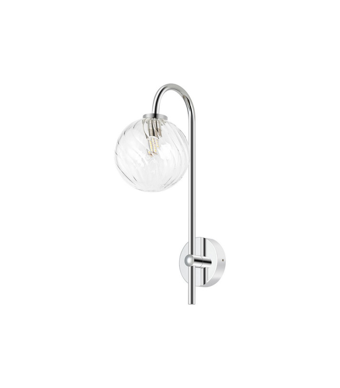 Tivoli Curved Arm Wall Light 1 Light G9 IP44 Polished Chrome/Clear Swirl Round Glass-4