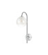 Tivoli Curved Arm Wall Light 1 Light G9 IP44 Polished Chrome/White Two-Tone Snow Specks Round Glass-4