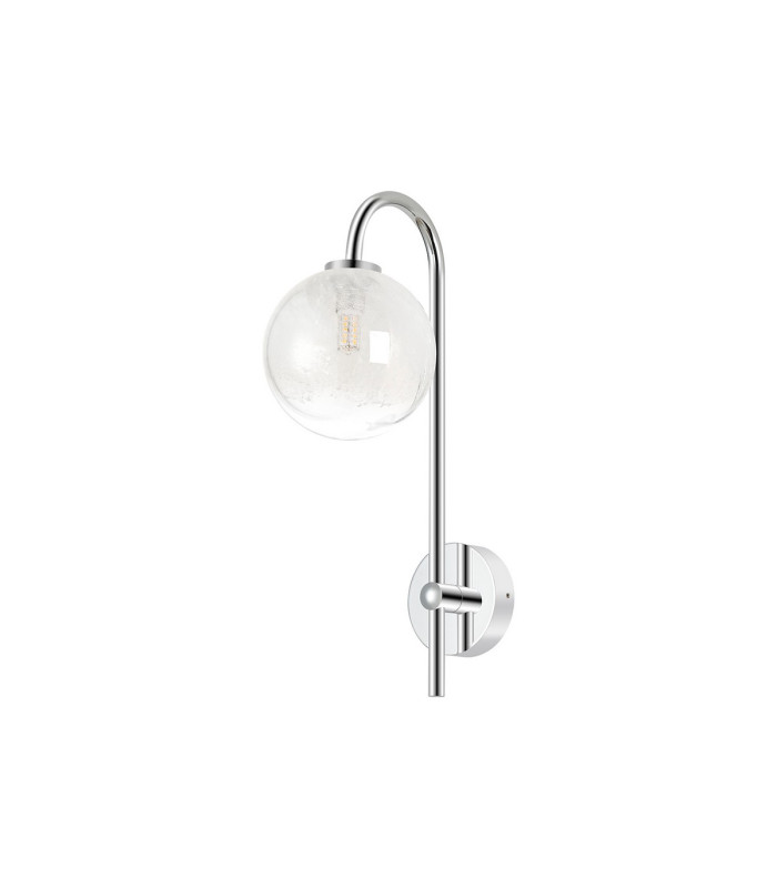 Tivoli Curved Arm Wall Light 1 Light G9 IP44 Polished Chrome/White Two-Tone Snow Specks Round Glass-4