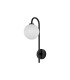 Tivoli Curved Arm Wall Light 1 Light G9 IP44 Satin Black/Opal Round Segment Glass-4