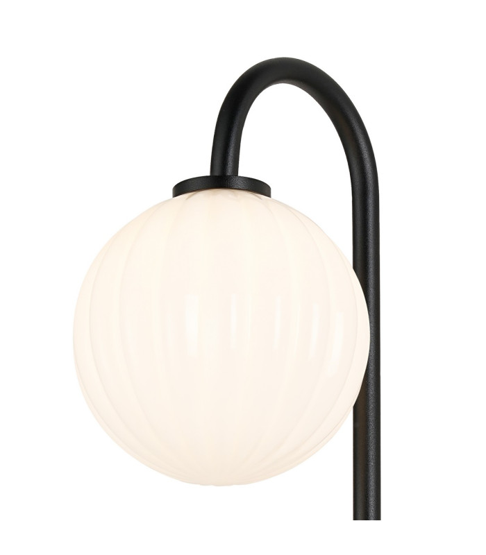 Tivoli Curved Arm Wall Light 1 Light G9 IP44 Satin Black/Opal Round Segment Glass-5