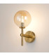 Tivoli Medium Arm Wall Light 1 Light G9 IP44 Brass Gold/Amber Smooth Round Glass-3