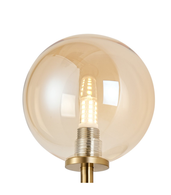 Tivoli Medium Arm Wall Light 1 Light G9 IP44 Brass Gold/Amber Smooth Round Glass-5