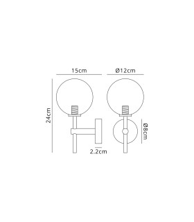 Tivoli Medium Arm Wall Light 1 Light G9 IP44 Brass Gold/Clear Smooth Round Glass-2