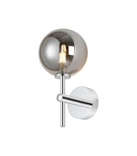 Tivoli Medium Arm Wall Light 1 Light G9 IP44 Polished Chrome/Smoke Smooth Round Glass-1