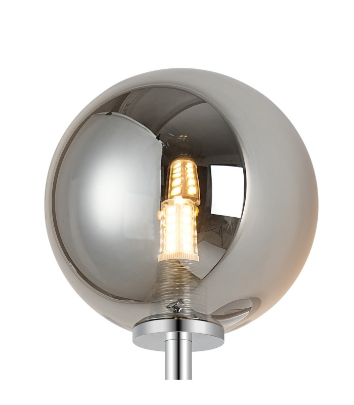 Tivoli Medium Arm Wall Light 1 Light G9 IP44 Polished Chrome/Smoke Smooth Round Glass-5