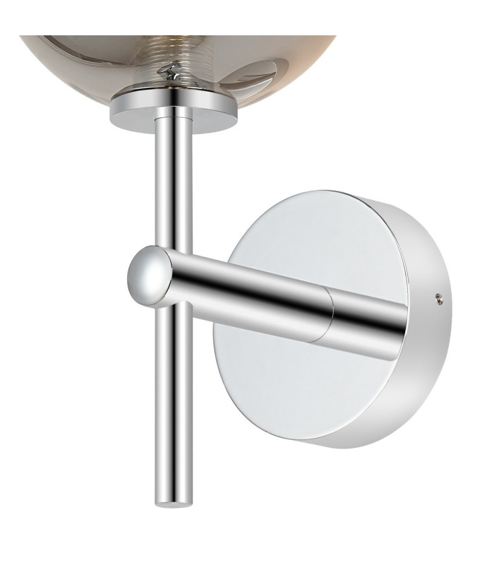 Tivoli Medium Arm Wall Light 1 Light G9 IP44 Polished Chrome/Smoke Smooth Round Glass-6