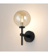 Tivoli Medium Arm Wall Light 1 Light G9 IP44 Satin Black/Amber Smooth Round Glass-3
