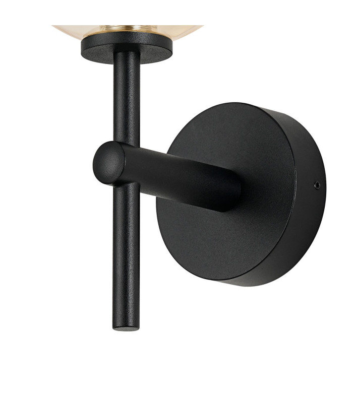 Tivoli Medium Arm Wall Light 1 Light G9 IP44 Satin Black/Amber Smooth Round Glass-6