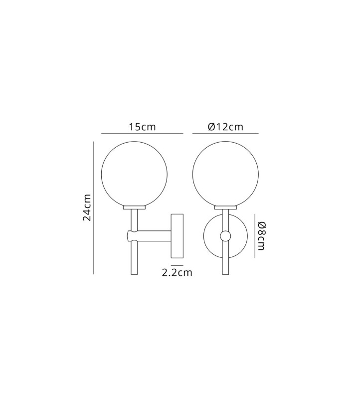 Tivoli Medium Arm Wall Light 1 Light G9 IP44 Satin Black/Opal Smooth Round Glass-2