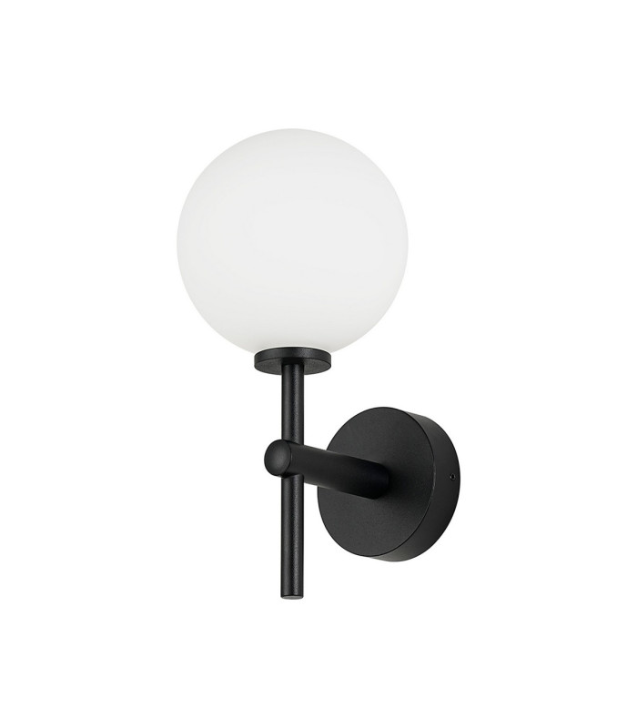 Tivoli Medium Arm Wall Light 1 Light G9 IP44 Satin Black/Opal Smooth Round Glass-5