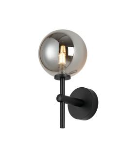 Tivoli Medium Arm Wall Light 1 Light G9 IP44 Satin Black/Smoke Smooth Round Glass-1