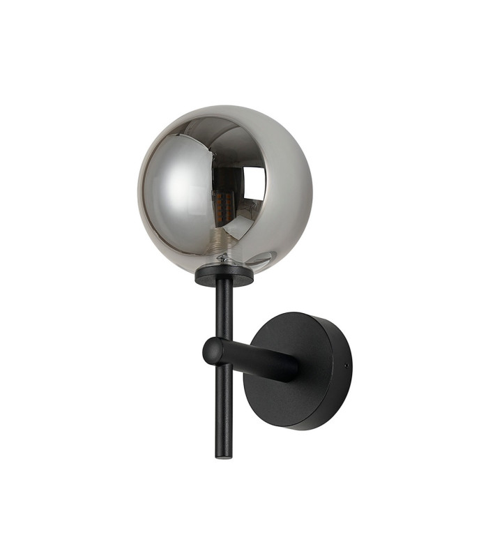 Tivoli Medium Arm Wall Light 1 Light G9 IP44 Satin Black/Smoke Smooth Round Glass-4