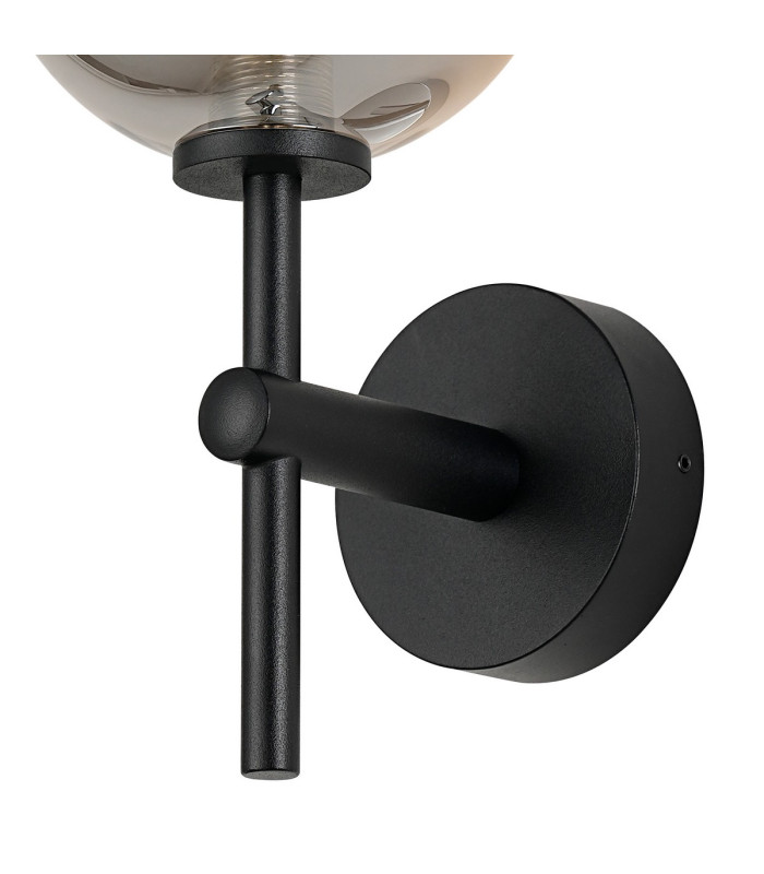 Tivoli Medium Arm Wall Light 1 Light G9 IP44 Satin Black/Smoke Smooth Round Glass-6