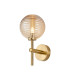Tivoli Medium Arm Wall Light 1 Light G9 IP44 Brass Gold/Amber Ribbed Round Glass-1