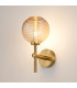 Tivoli Medium Arm Wall Light 1 Light G9 IP44 Brass Gold/Amber Ribbed Round Glass-3