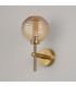 Tivoli Medium Arm Wall Light 1 Light G9 IP44 Brass Gold/Amber Ribbed Round Glass-7