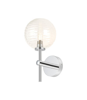 Tivoli Medium Arm Wall Light 1 Light G9 IP44 Polished Chrome/Clear Ribbed Round Glass-1
