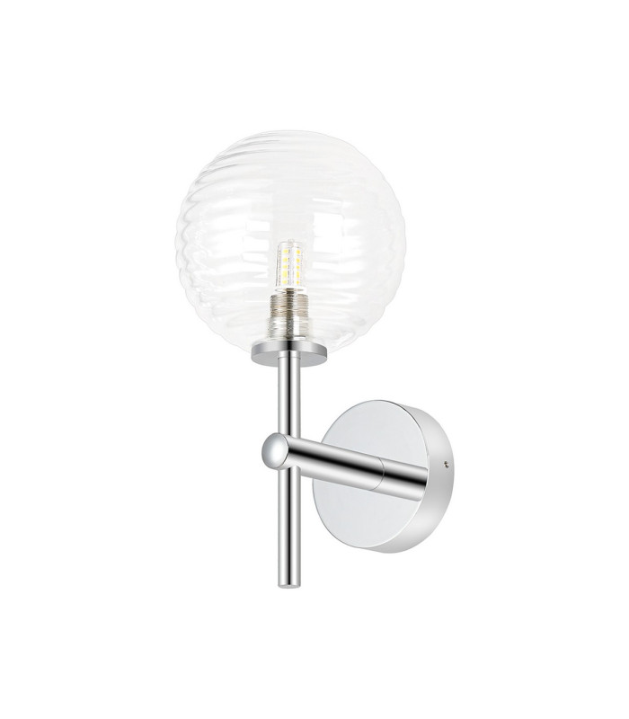 Tivoli Medium Arm Wall Light 1 Light G9 IP44 Polished Chrome/Clear Ribbed Round Glass-4